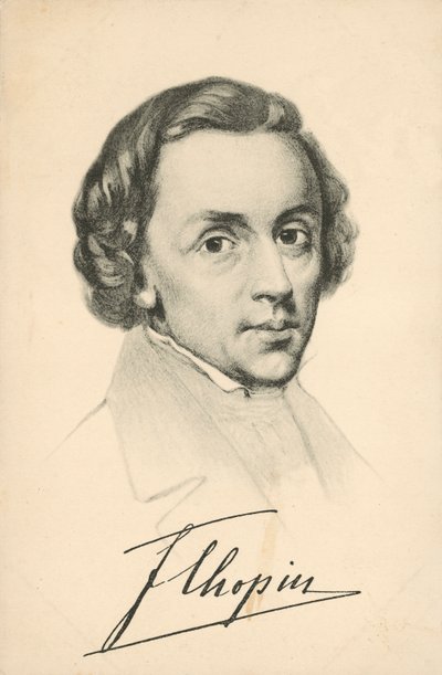 Portret van Frederic Chopin, met handtekening door European School